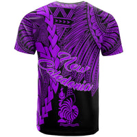 New Caledonia Polynesian Custom T Shirt Tribal Wave Tattoo Purple - Polynesian Pride