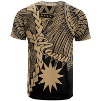 Nauru Polynesian T Shirt Tribal Wave Tattoo Gold - Polynesian Pride