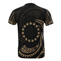 Cook Islands Polynesian T Shirt Gold Tribal Wave - Polynesian Pride