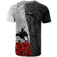 Papua New Guinea Polynesian T Shirt Coat Of Arms With Hibiscus White - Polynesian Pride