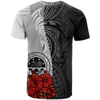 Federated States of Micronesia Custom T Shirt Coat of Arm With Hibiscus White - Polynesian Pride