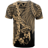 Tonga Polynesian Custom T Shirt Tribal Wave Tattoo Gold - Polynesian Pride