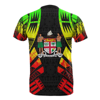 Fiji T Shirt Fijian Coat of Arms Polynesian Tattoo Reggae Style - Polynesian Pride