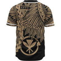 Hawaii Kanaka Maoli Polynesian Baseball Shirt - Tribal Wave Tattoo Gold - Polynesian Pride