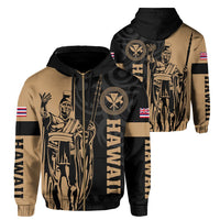 Hawaii King Polynesian – Zip-Up Hoodie – Lawla Style Unisex Gold - Polynesian Pride