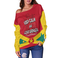 Grenada Women Off Shoulder Keep Calm and Love Grenada LT13 - Polynesian Pride