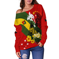 Eastern Highlands Province Off Shoulder Sweater Peaceful PNG LT13 - Polynesian Pride