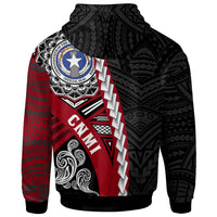 Northern Mariana Islands Polynesian Zip up Hoodie Wave Tattoo - Polynesian Pride