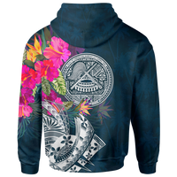 American Samoa Hoodie Polynesian Hibiscus with Summer Vibes - Polynesian Pride