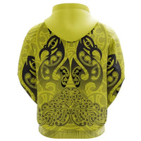 Custom Aotearoa Maori Rugby Zip Hoodie New Zealand Mount Taranaki Manaia, Custom Text and Number - Polynesian Pride