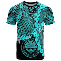 Federated States of Micronesia Custom T Shirt Tribal Wave Tattoo Neon Blue Unisex Neon Blue - Polynesian Pride