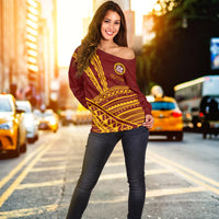 Tafuna High School American Samoa Pride Women Off Shoulder Sweater - LT12 - Polynesian Pride