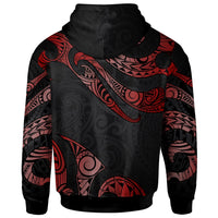 Yap Polynesian Zip Hoodie Polynesian Tattoo Red Version - Polynesian Pride