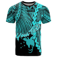 Papua New Guinea Polynesian Custom T Shirt Tribal Wave Tattoo Neon Blue Unisex Neon Blue - Polynesian Pride
