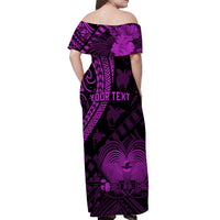 (Custom Personalised) Papua New Guinea Off Shoulder Long Dress Raggiana Birds Of Paradise Purple LT13 - Polynesian Pride