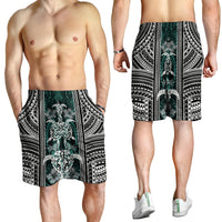 Polynesian Men's Short - Turtle With Ethnic Motives And Floral Elements - LT20 Black - Polynesian Pride