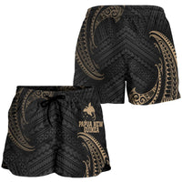 Papua New Guinea Polynesian Women's Shorts - Gold Tribal Wave - Polynesian Pride
