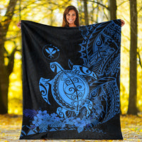 Hawaii Polynesian Premium Blanket Blue Sea Turtles Hawaiian LT13 White - Polynesian Pride