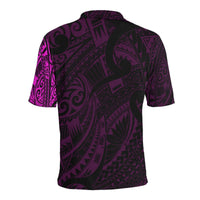 Maori Tattoo Style Black and Pink Polo T Shirt - Polynesian Pride