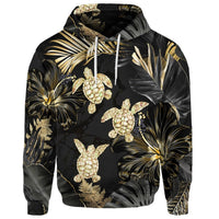 Custom Hawaiian Golden Tropical Turtle Hoodie - Polynesian Pride