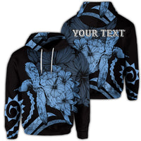 Custom Hawaiian Hawaii Turtle Hibiscus Polynesian Vintage Hoodie Pastel Blue Unisex Art - Polynesian Pride