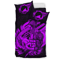 Polynesian Bedding Set - Tokelau Duvet Cover Set Father And Son Purple - Polynesian Pride