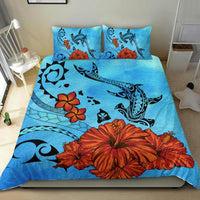 Polynesian Map Kanaka Hammerhead Shark Hibiscus Plumeria Bedding Set - Polynesian Pride