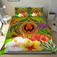Pohnpei Polynesian Bedding Set - Manta Ray Tropical Flowers (Reggae) - Polynesian Pride
