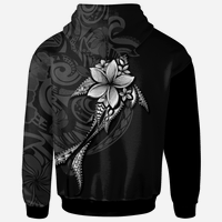 Yap State Zip Hoodie Fish With Plumeria Flowers Style - Polynesian Pride