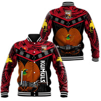 Papua New Guinea Rugby Baseball Jacket PNG Kumuls Bird Of Paradise Black LT14 Unisex Black - Polynesian Pride