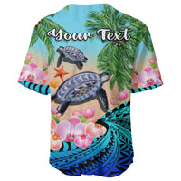 (Custom Personalised) Polynesian Turtle Coconut Tree And Orchids Baseball Jersey LT14 - Polynesian Pride