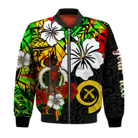 (Custom Personalised) Vanuatu Bomber Jacket Polynesia Tie Dye Hibiscus Flowers LT13 - Polynesian Pride