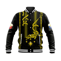 Philippines Baseball Jacket Pechera With Side Barong Patterns LT9 Unisex Black - Polynesian Pride