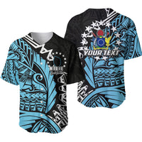 (Custom Personalised)Cook Islands Baseball Jersey Mauke Polynesian Style LT6 Unisex Blue - Polynesian Pride