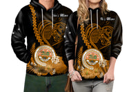 Custom FSM Valentine Couple Hoodie Heart Love Tropical Flowers Gold LT14 No Men - Polynesian Pride
