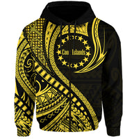 Custom Cook Islands Hoodie Gold Polynesian Wave Style LT9 Zip Hoodie Gold - Polynesian Pride