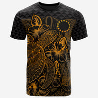 Cook Islands T Shirt Polynesian Flag Turtle Hibiscus Gold Unisex Gold - Polynesian Pride