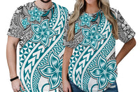 Traditional Polynesian Tribal Tattoo Retro Couple T Shirt Turquoise LT9 - Polynesian Pride