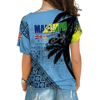 Malampa Fiji Day Cross Shoulder Shirt Flags Mix Style LT7 - Polynesian Pride