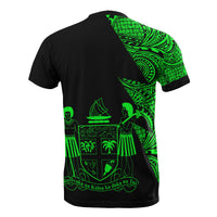 Fiji Custom T Shirt Polynesian Pattern Green Style - Polynesian Pride
