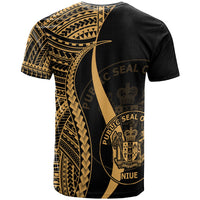 Niue T Shirt Gold Polynesian Tentacle Tribal Pattern - Polynesian Pride