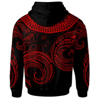 Yap Zip Hoodie Palm Leaf Texture Red - Polynesian Pride