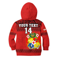 (Custom Text And Number) Tonga Rugby Hoodie KID Mate Maa Tonga Pacific Ngatu Black LT14 - Polynesian Pride