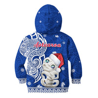 New Zealand Christmas Hoodie KID Hei Tiki Blue Pohutukawa Meri Kirihimete LT14 - Polynesian Pride