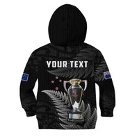(Custom Personalised) New Zealand 2022 Rugby Hoodie KID Black Fern Proud Champions RWC LT14 - Polynesian Pride