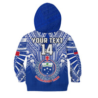 (Custom Text And Number) Samoa Rugby Hoodie KID Manu Samoa 7s Ginger Blue Polynesian LT14 - Polynesian Pride