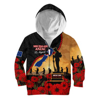 New Zealand Anzac Hoodie KID Maori Camouflage Mix Poppies We Will Remember Them LT14 - Polynesian Pride