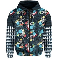 Custom Hawaii Skeleton Surf Hoodie Halloween Hawaiian Tribal LT13 - Polynesian Pride
