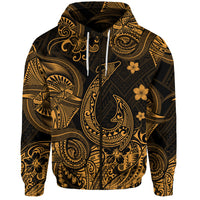 Custom Hawaii Fish Hook Polynesian Zip Hoodie Unique Style Gold LT8 - Polynesian Pride