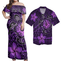 Hawaii Matching Dress and Hawaiian Shirt Hawaii Mix Polynesian Turtle Plumeria Nick Style Purple Matching Couples Outfit 6XL - Polynesian Pride